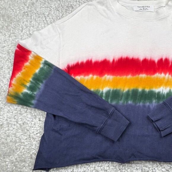 Daydreamer Free People Rainbow Wash Cropped Long Sleeve Tee - Picture 9 of 11